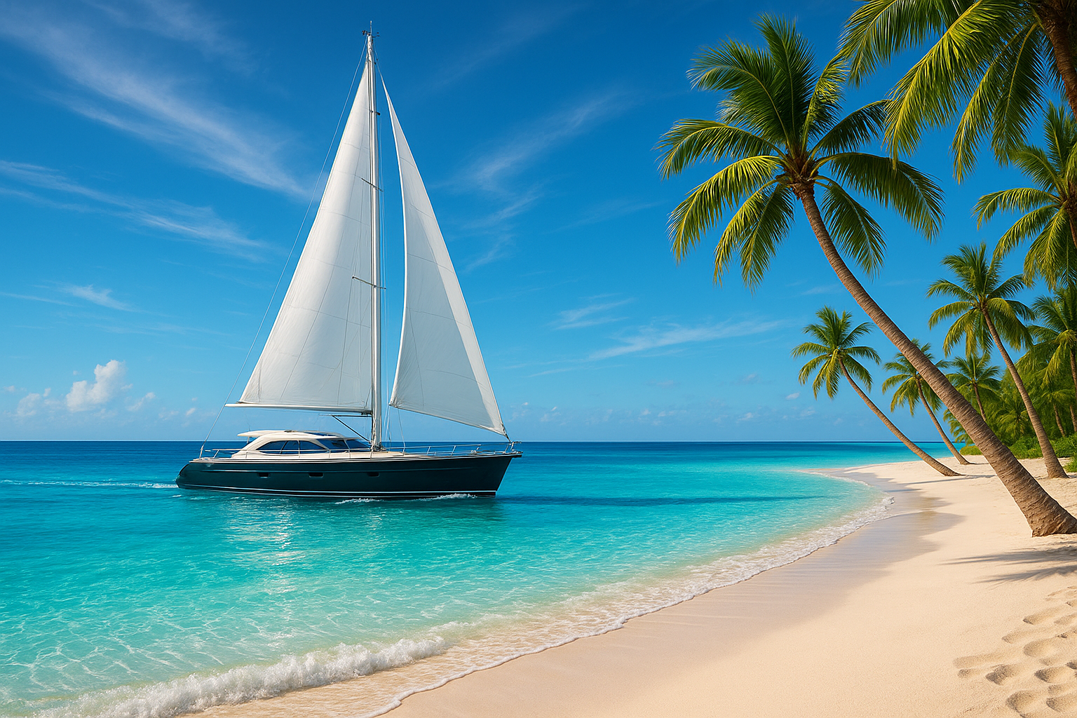 beach vibrant blue luxury sail